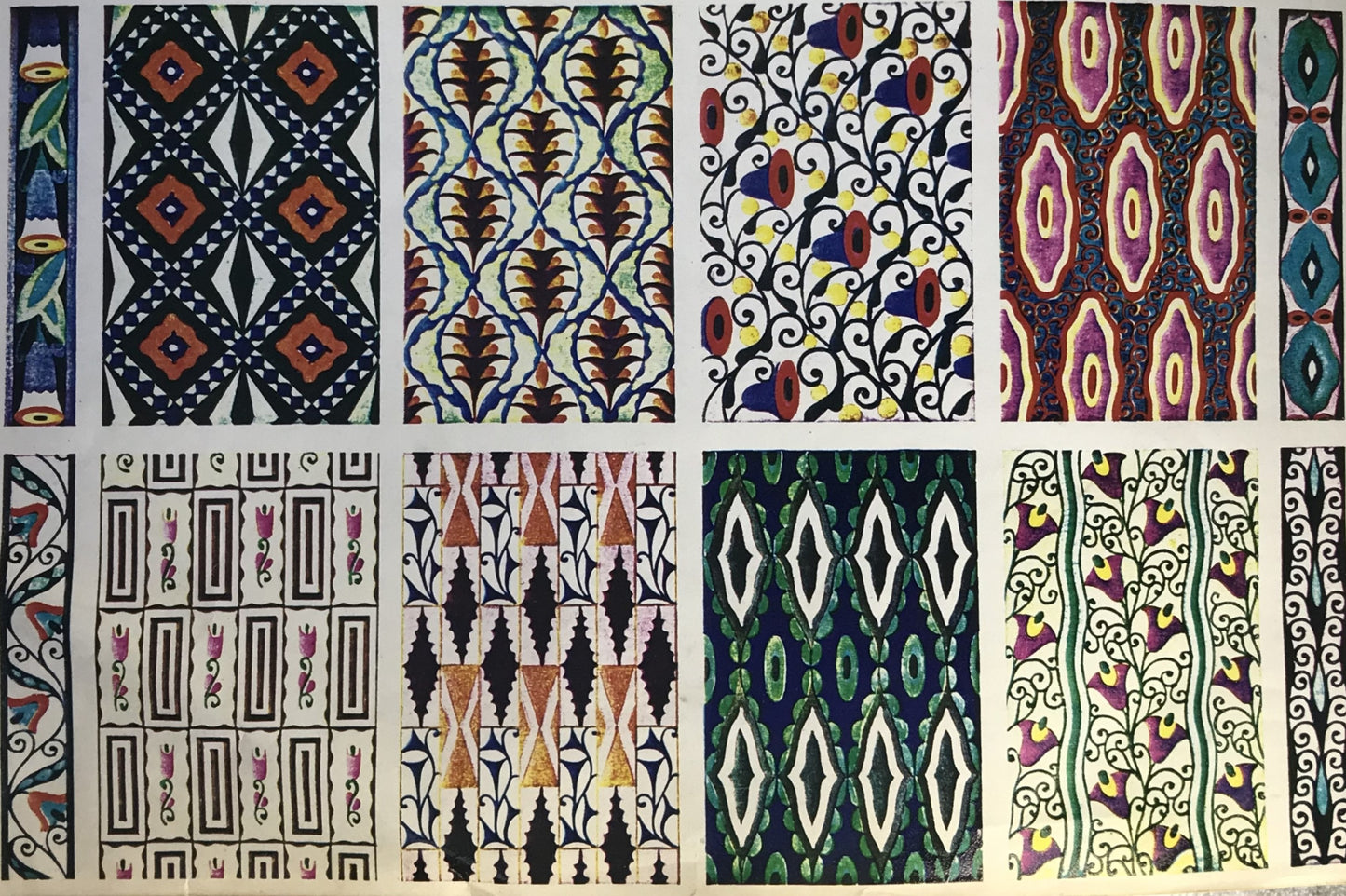 Set of 10 Vibrant Geometric and Floral Pattern Prints