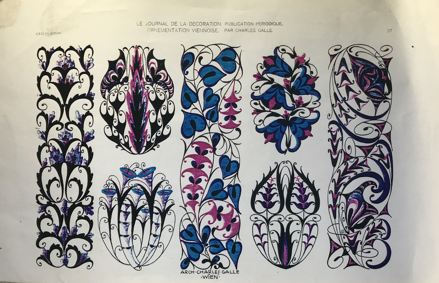 Charles Galle Art Nouveau Ornamentation Print - Le Journal de la Décoration, Ornementation Viennoise