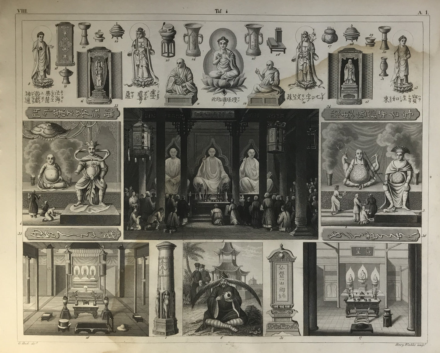 Iconographic Engravings – The Fine Arts (1851) Heck Eastern Religions Hinduism Buddhism Rites