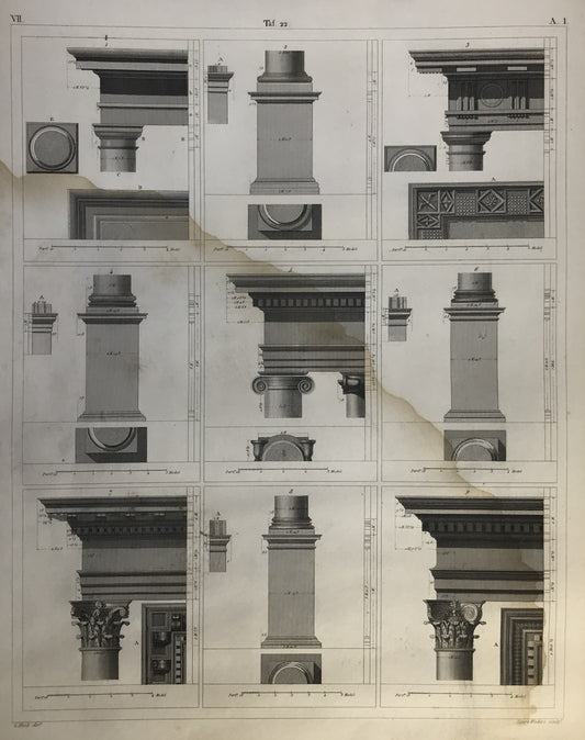 Iconographic Engravings – The Fine Arts (1851) Column Structure of the Temple of Vesta and the Temple of Sibilla