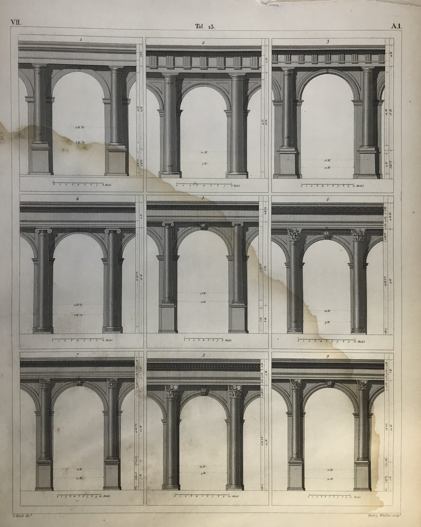 Iconographic Engravings – The Fine Arts (1851) ORDERS OF ARCHITECTURE Arcades Tuscan DoricIonic