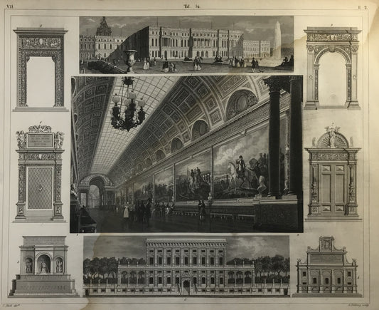 Iconographic Engravings – The Fine Arts (1851) Tuileries Luxembourg Palace Colonne Vendôme