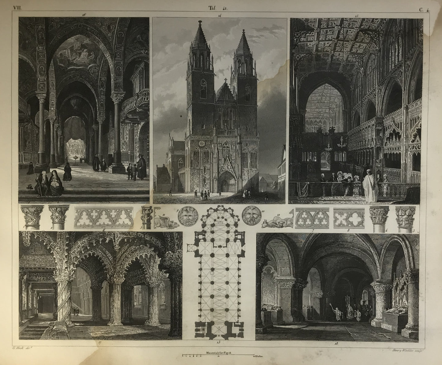 Iconographic Engravings – The Fine Arts (1851) Magdeburg Cathedral Old Chruchs