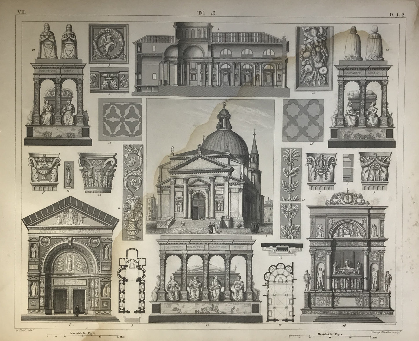 Iconographic Engravings – The Fine Arts (1851) Architecture Print of Il Redentore San Francesco al Prato Perugia