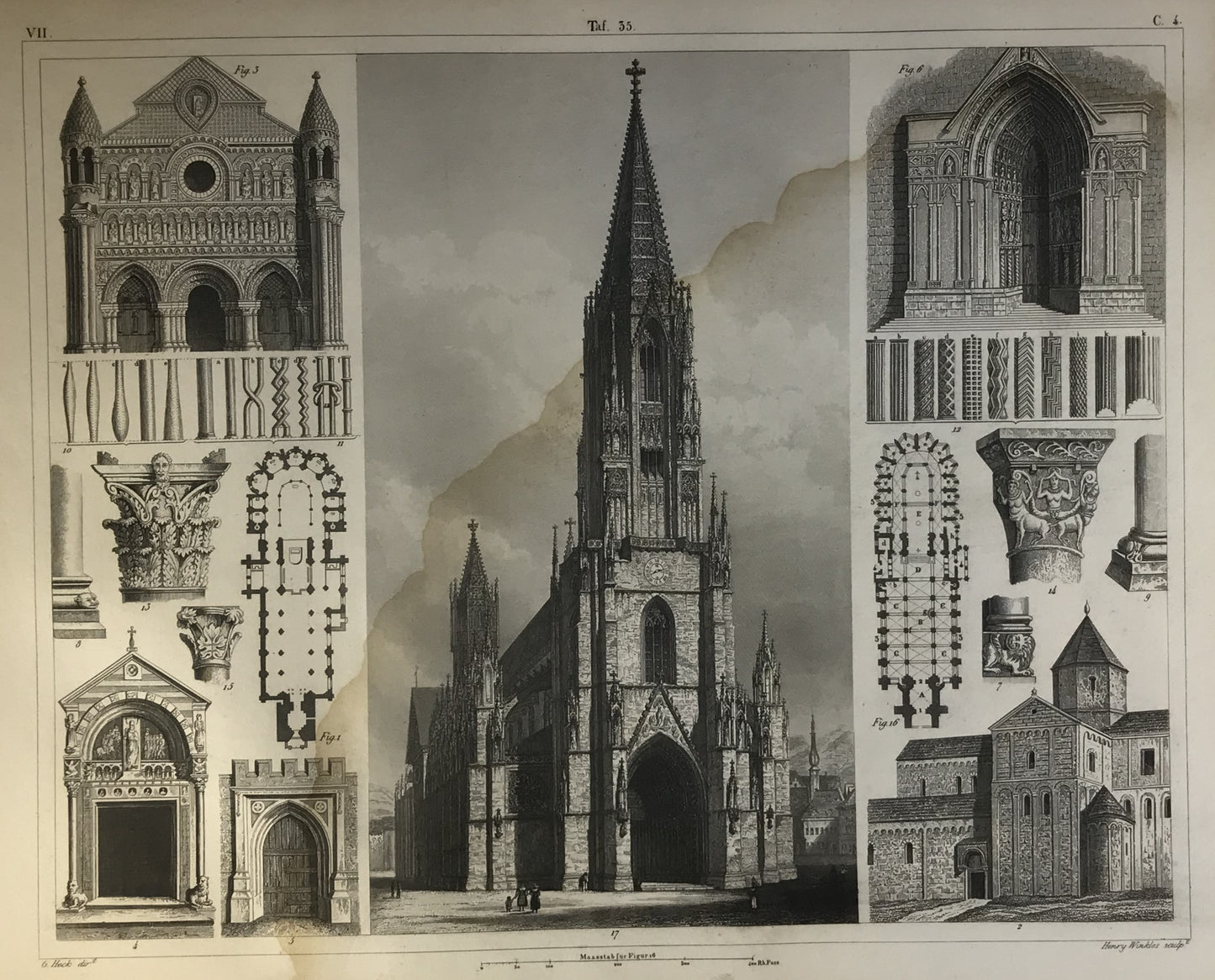 Iconographic Engravings – The Fine Arts (1851) Freiburg Cathedral