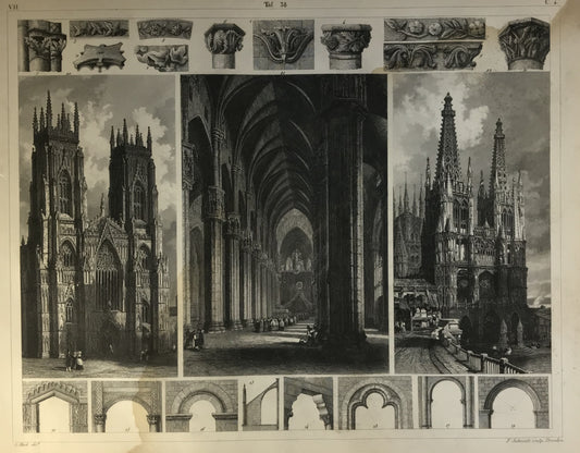 Iconographic Engravings – The Fine Arts (1851) Middle Ages-Brussels-Vienna-Antwerp-Churches