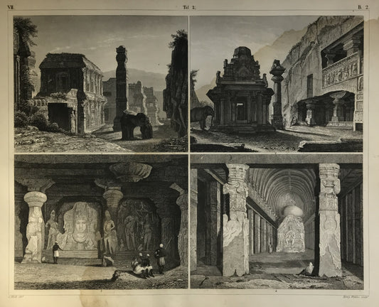 Iconographic Engravings – The Fine Arts (1851) Elephanta Caves