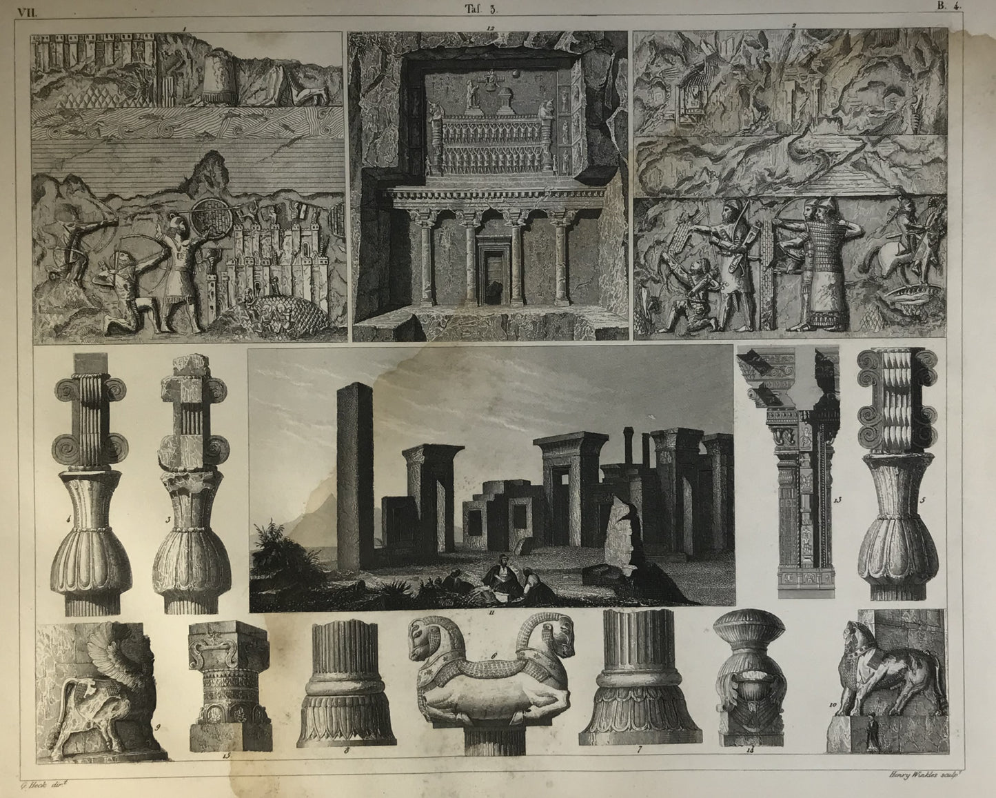 Iconographic Engravings – The Fine Arts (1851) Pillar designs from Persia and India.