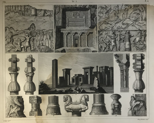 Iconographic Engravings – The Fine Arts (1851) Pillar designs from Persia and India.