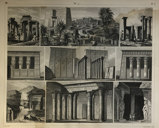 Iconographic Engravings – The Fine Arts (1851) Egypt Temples