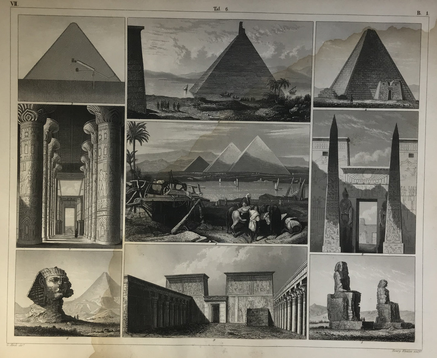 Iconographic Engravings – The Fine Arts (1851) Egyptian Architecture. Archaeology.