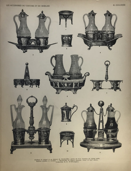 Iconographic Engravings – The Fine Arts (1851)  French Print of 18th Century Silver Tableware - Plate CCCLXXXIII (Orfèvrerie de Table)