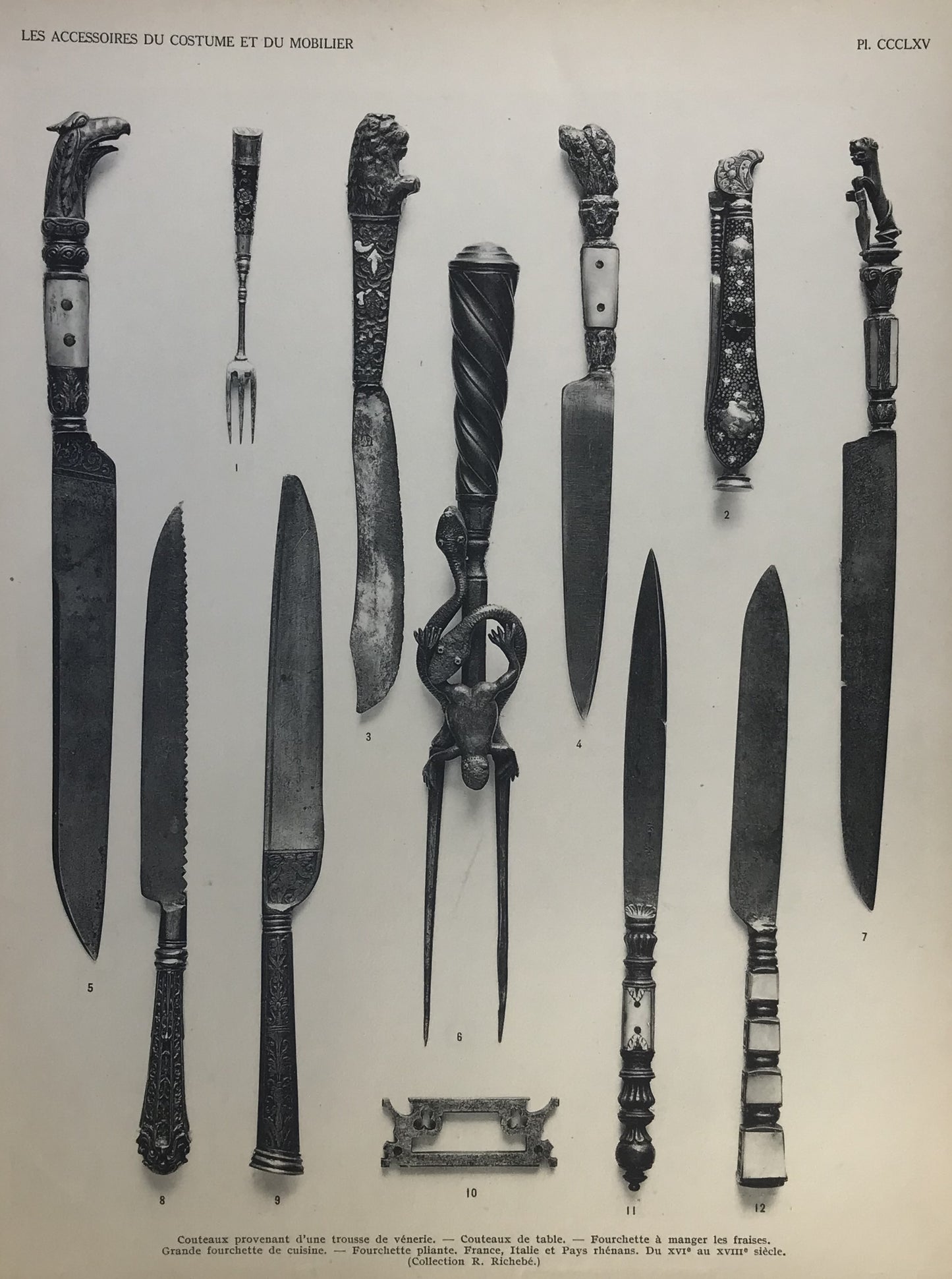 Iconographic Engravings – The Fine Arts (1851) 17th and 18th-century European knives and forks