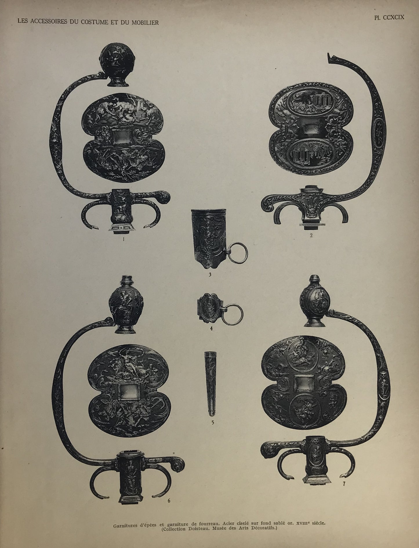 Iconographic Engravings – The Fine Arts (1851) decorative sword hilts and scabbard fittings from the 18th century