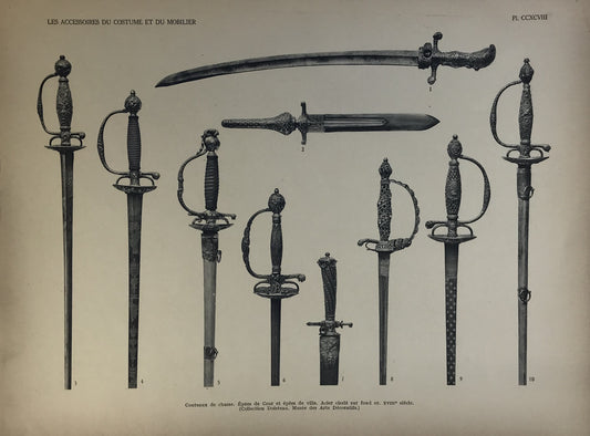 Iconographic Engravings – The Fine Arts (1851) 17th and 18th-century swords and hunting knives