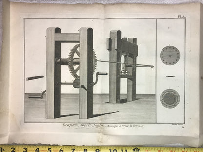 Antique Engraving Print - Industrial Machinery Illustration (Draperie, Appret Anglois)