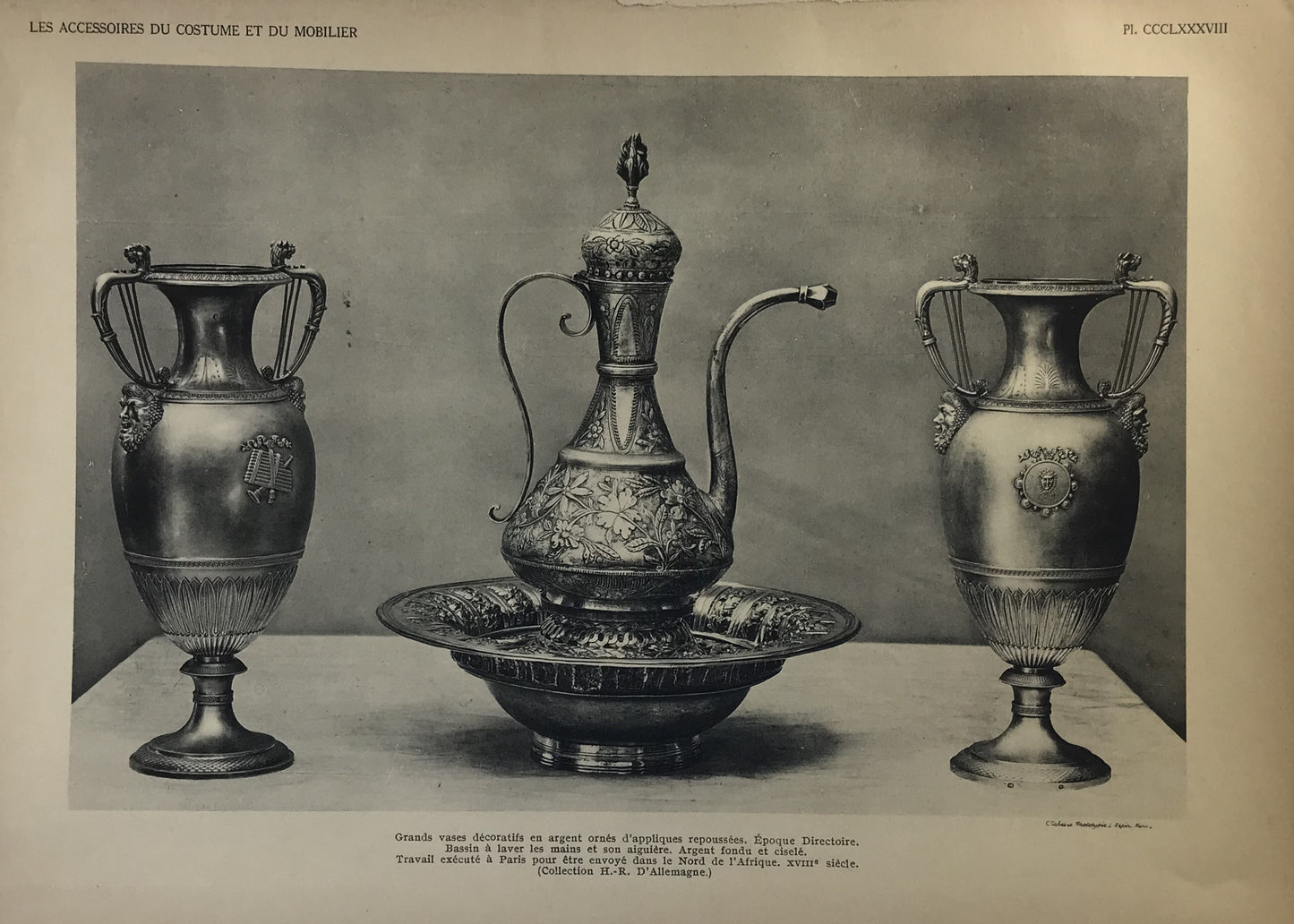 Iconographic Engravings – The Fine Arts (1851) ornate silver ewers and a basin