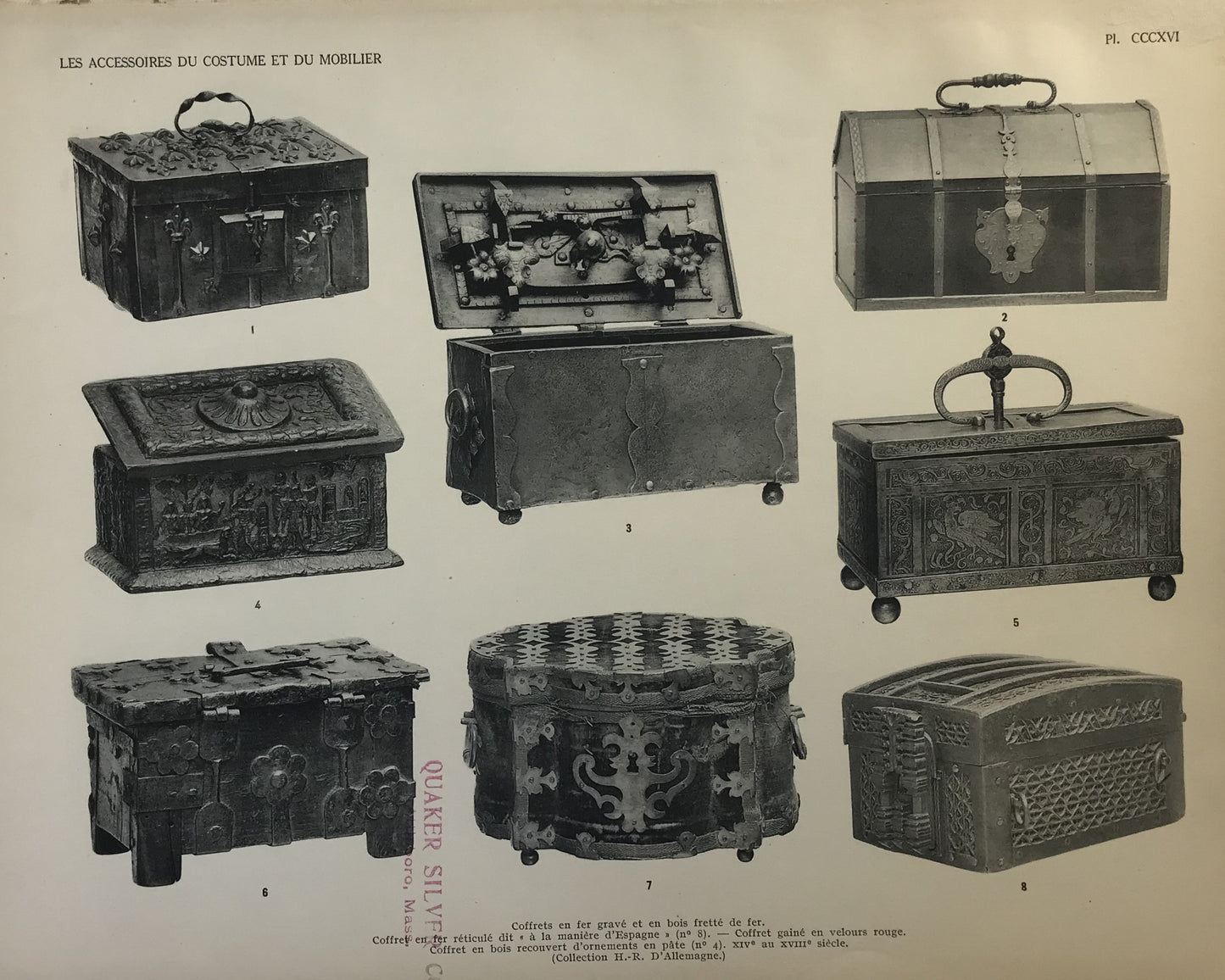 Iconographic Engravings – The Fine Arts (1851) French Print - Les Accessoires du Costume et du Mobilier, Plate CCCXVI - Collection of 18th-19th Century Ornamental Boxes