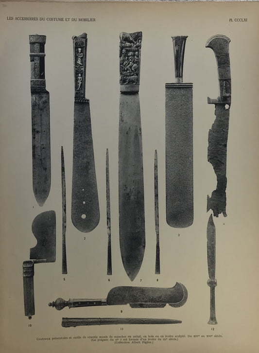 Iconographic Engravings – The Fine Arts (1851)   16th-18th Century Hunting & Presentation Knives - Les Accessoires du Costume et du Mobilier, Plate CCCLXI