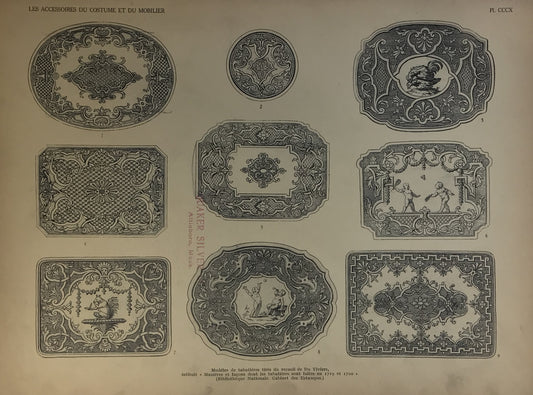 Iconographic Engravings – The Fine Arts (1851) 18th-Century Snuff Box Designs