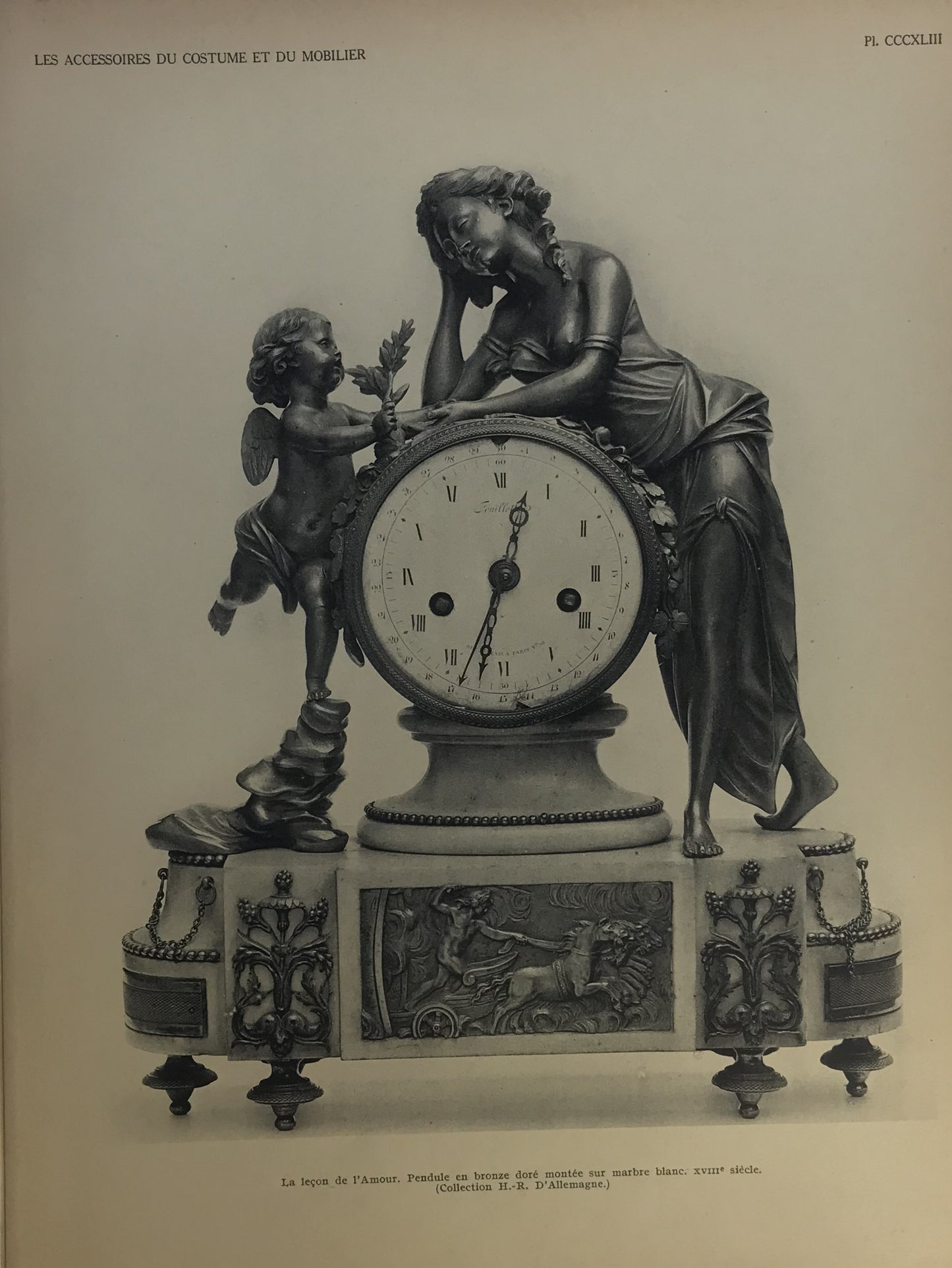 Iconographic Engravings – The Fine Arts (1851) 18th Century Gilded Bronze Clock "La Leçon de l'Amour"