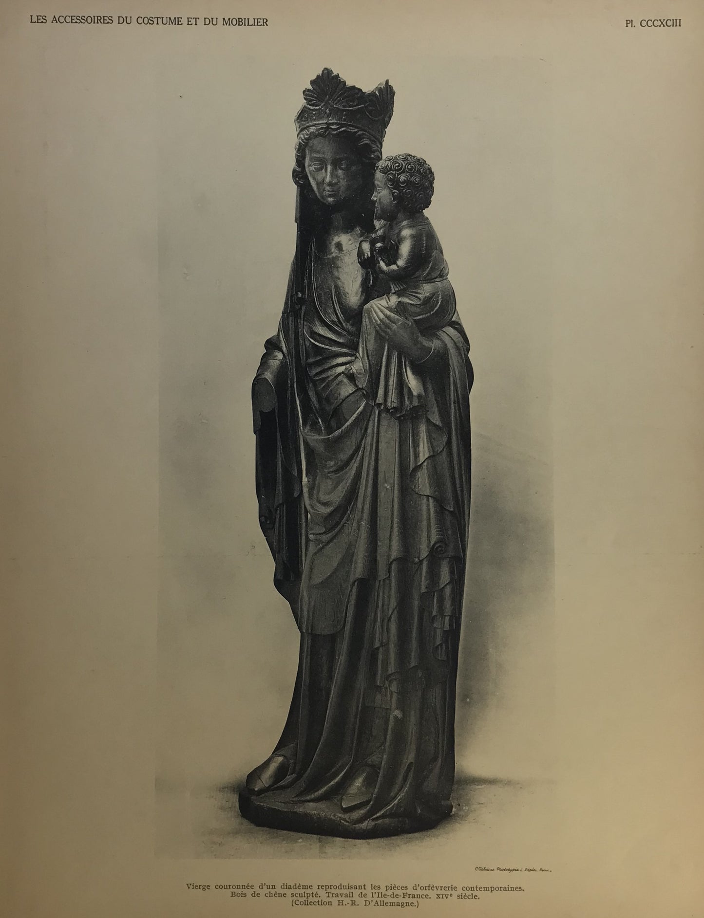 Iconographic Engravings – The Fine Arts (1851)  14th Century Virgin and Child Oak Sculpture