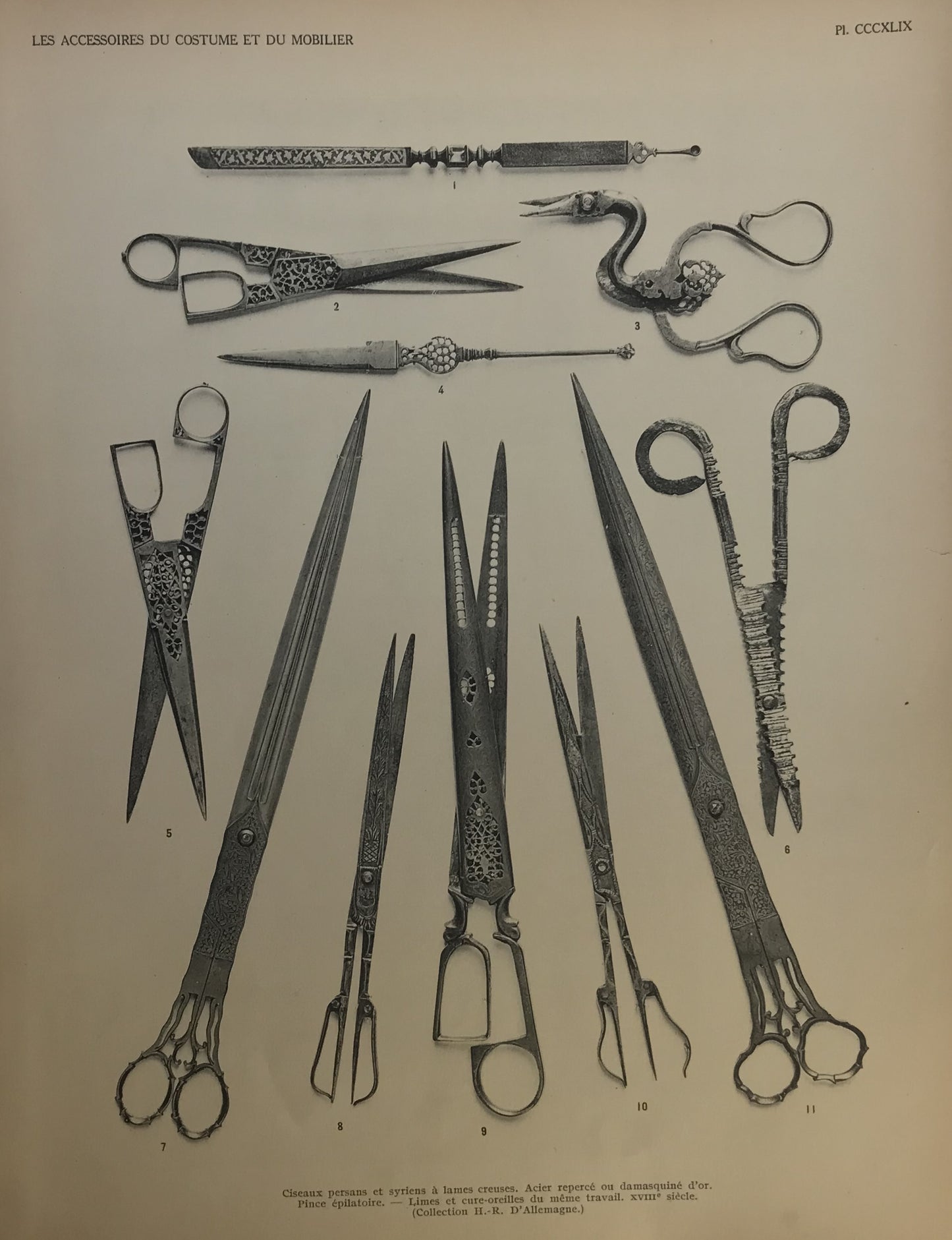 Iconographic Engravings – The Fine Arts (1851) 18th Century Ornate Scissors and Tools