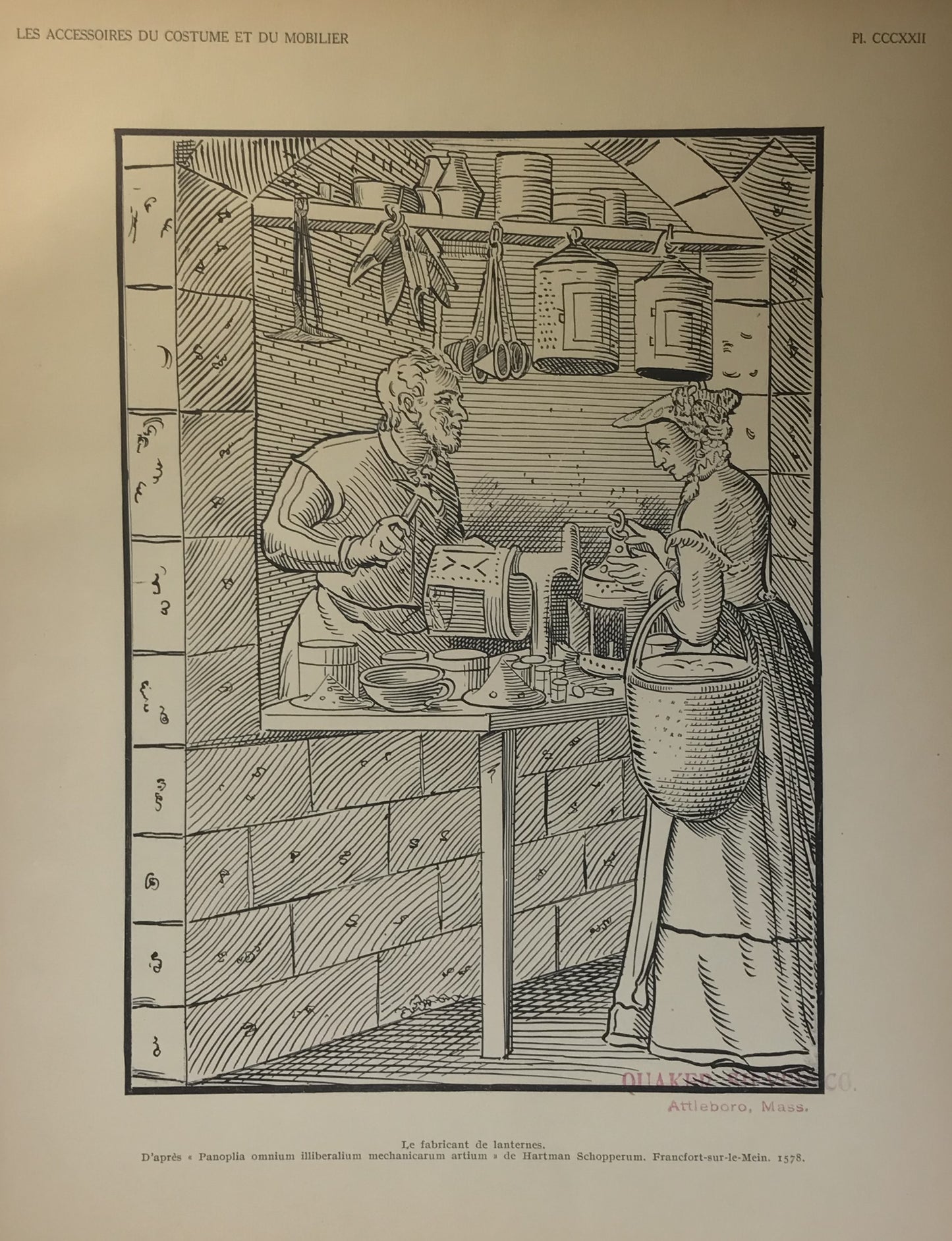 Iconographic Engravings – The Fine Arts (1851) Engraving Print - "Lantern Maker at Work"