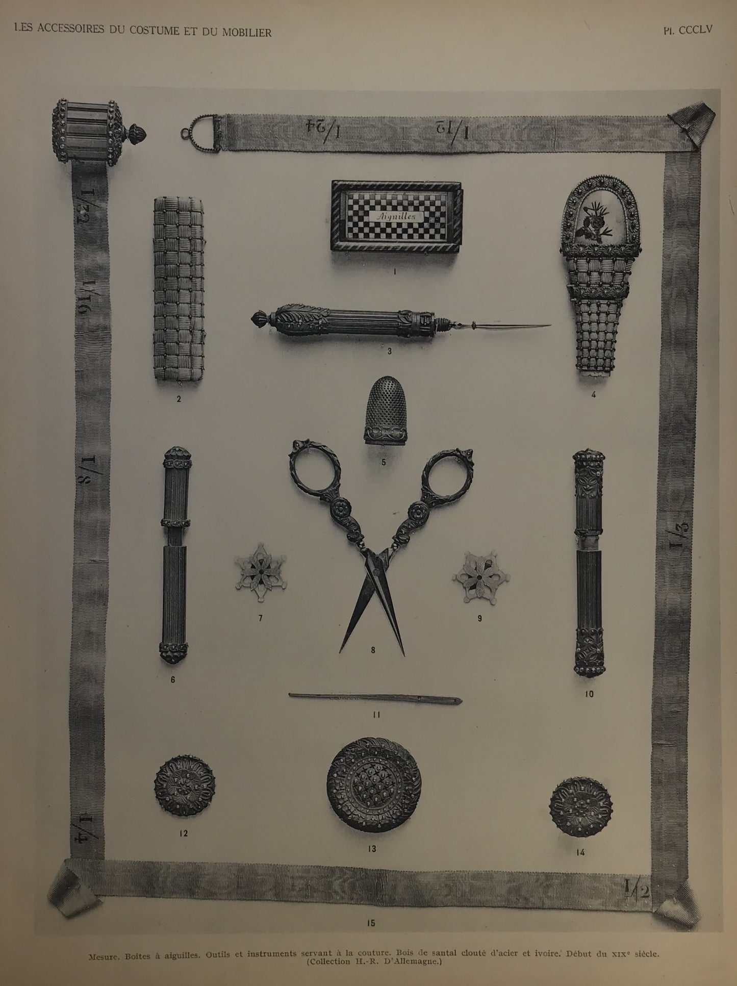 Iconographic Engravings – The Fine Arts (1851)  19th-Century Engraving of Sewing and Needlework Tools - Plate CCCLV - Les Accessoires du Costume et du Mobilier