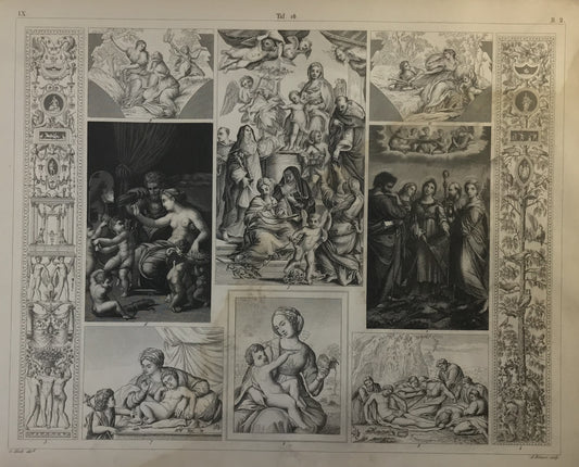 Iconographic Engravings – The Fine Arts (1851)  "Compilation of Renaissance and Religious Scenes"