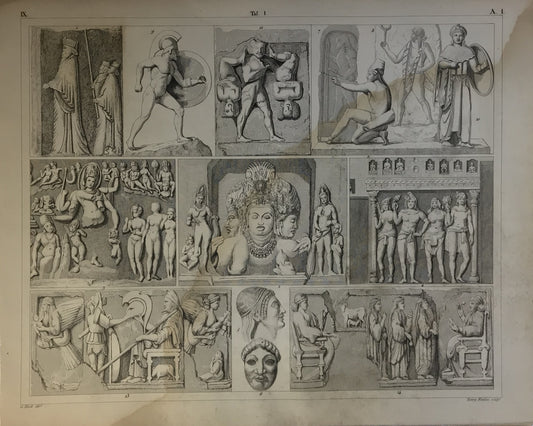 Iconographic Engravings – The Fine Arts (1851)  Greek, Roman, Indian, and Mesopotamian influences