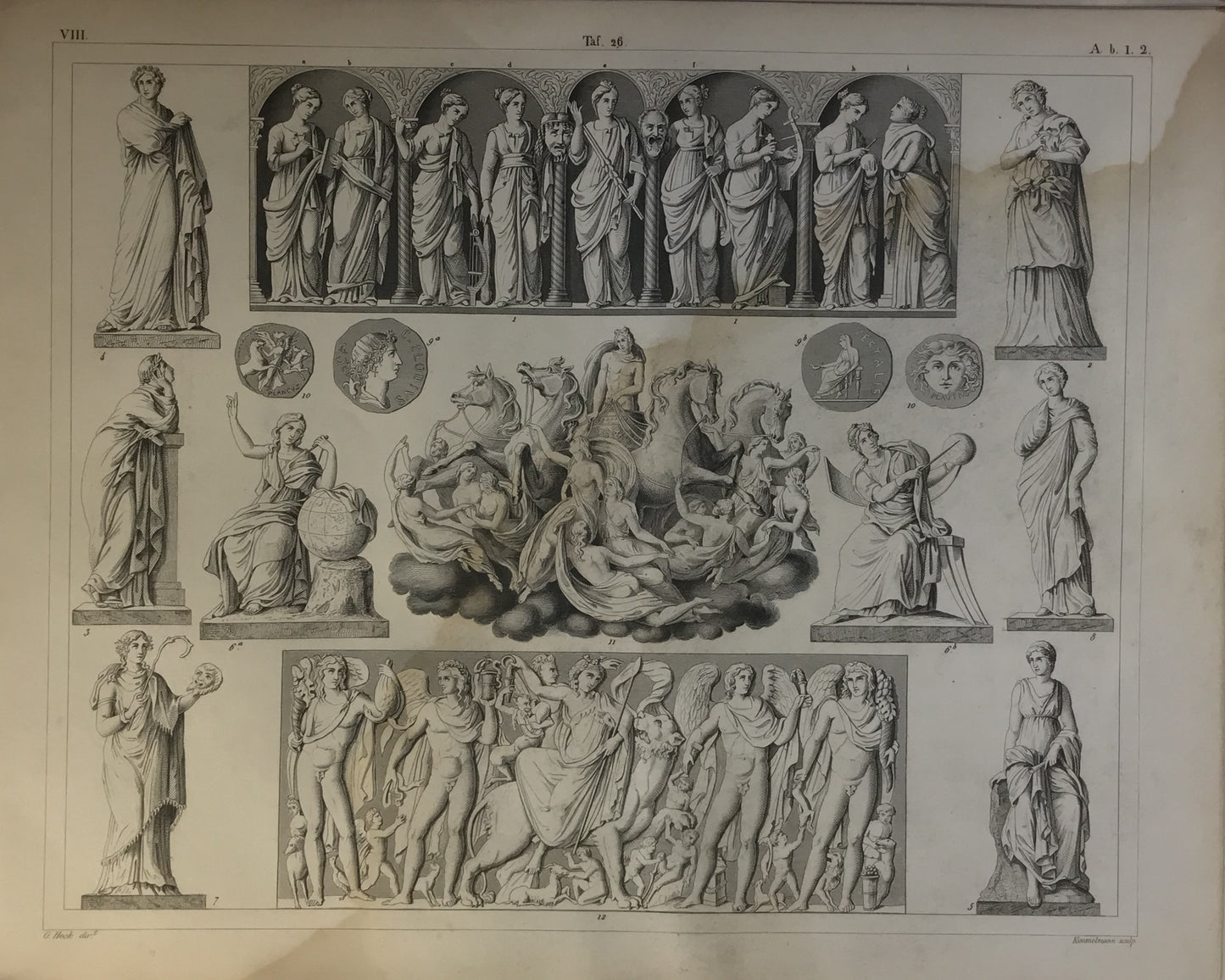 Iconographic Engravings – The Fine Arts (1851) Classical Sculpture & Mythology Engraving by Henry Winkles – 19th Century Greek and Roman