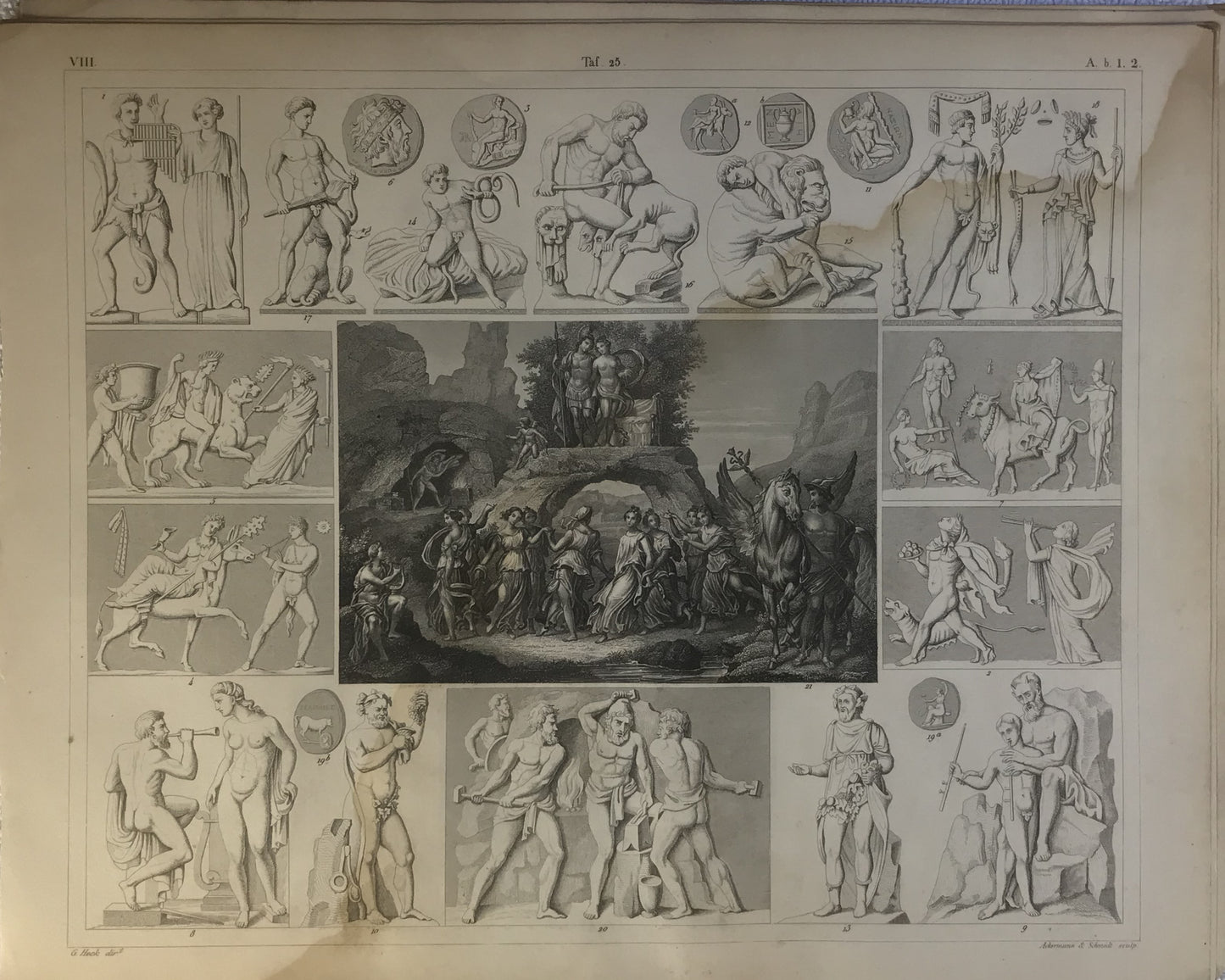 Iconographic Engravings – The Fine Arts (1851) Mythological Figures & Scenes Engraving by Henry Winkles – 19th Century Classical  Engraving