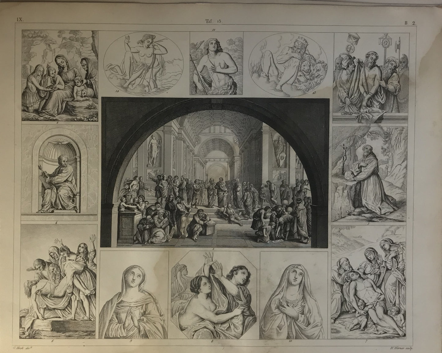 Iconographic Engravings – The Fine Arts (1851) Classical and Religious Scenes Engraving Christian and Philosophical Engraving