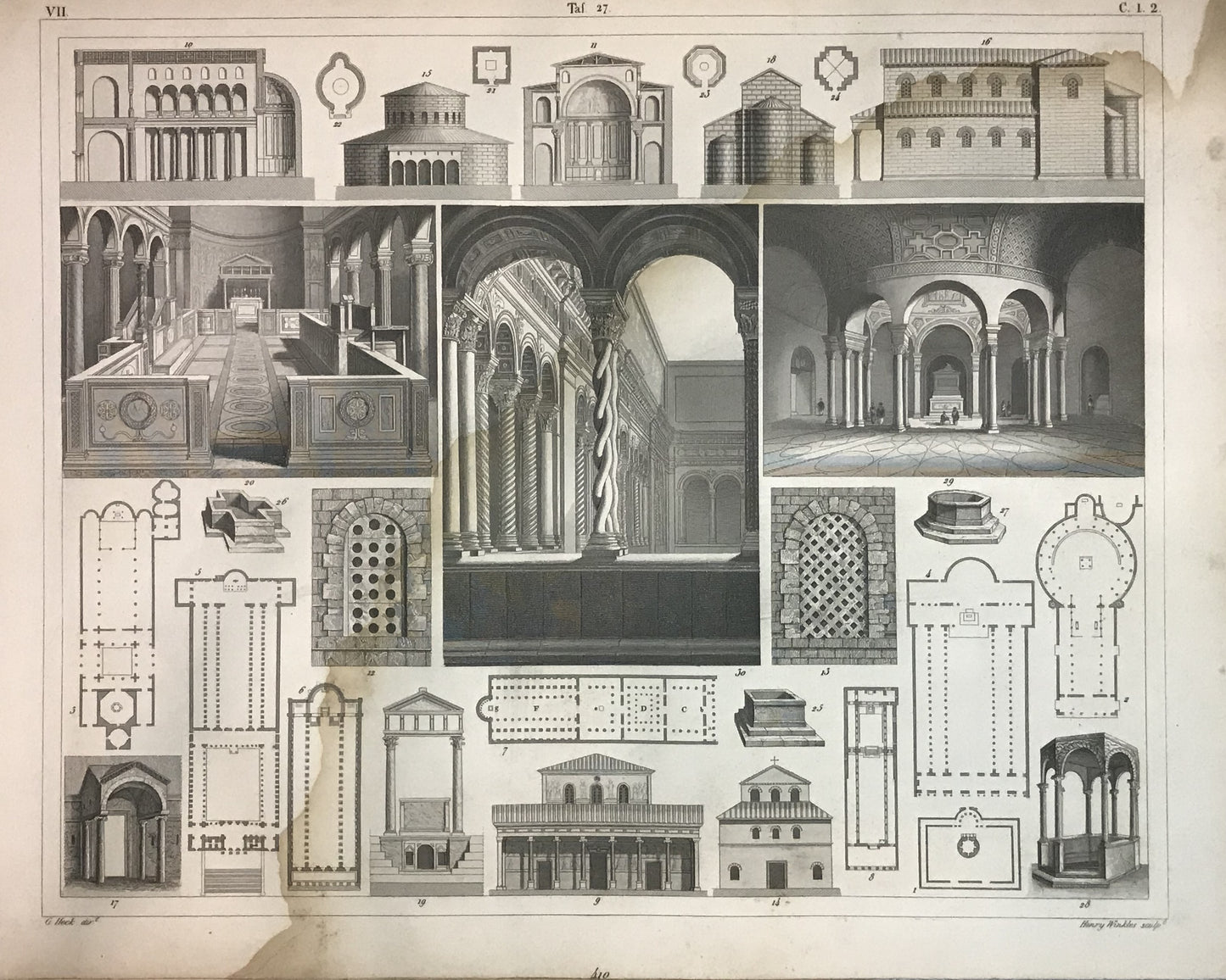 Iconographic Engravings – The Fine Arts (1851)  Architectural Engraving of Early Christian and Byzantine Churches - Historical