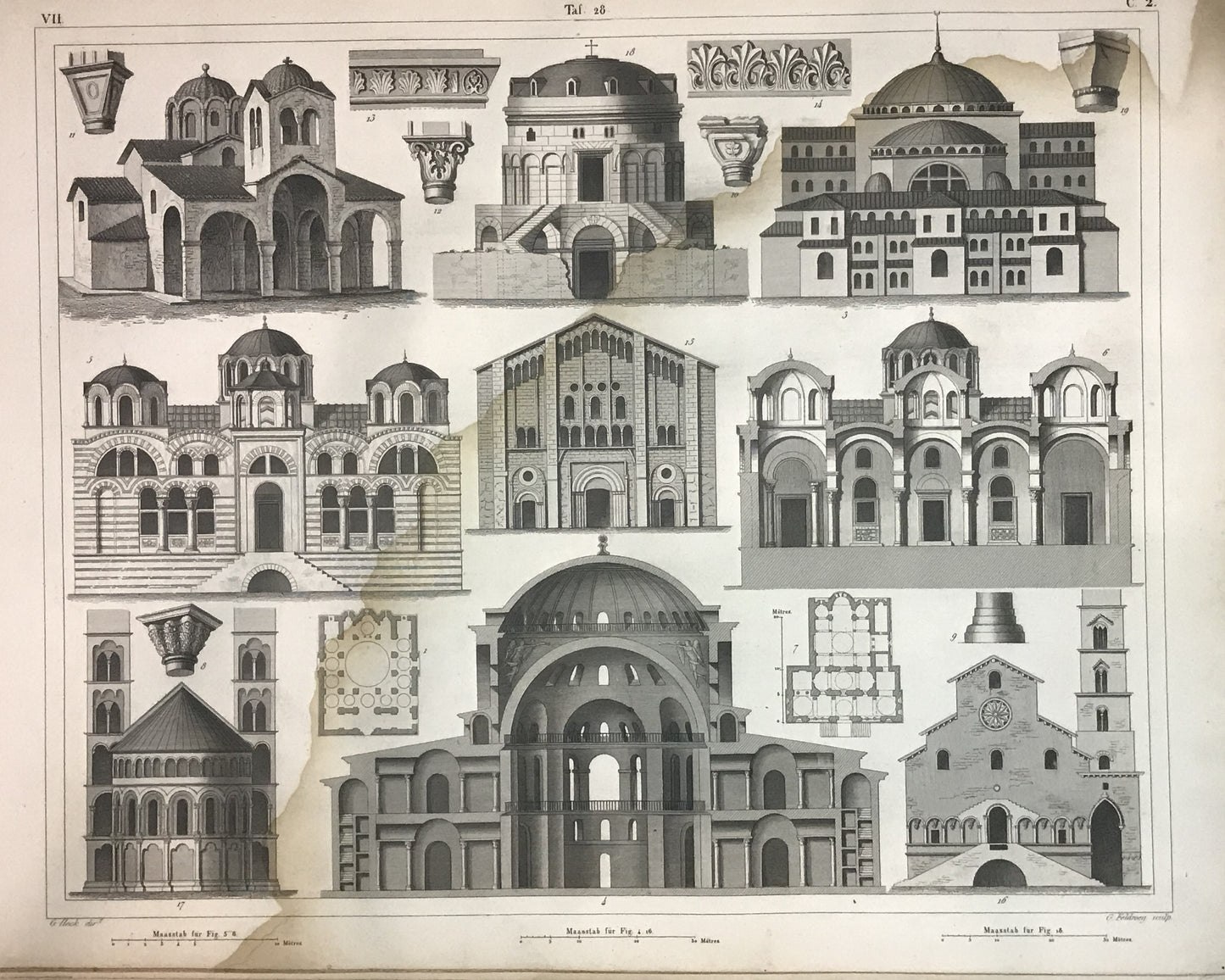 Iconographic Engravings – The Fine Arts (1851) Byzantine &amp; Romanesque Church Architecture Engraving by Henry Winkles – 19th Century Architectural Art