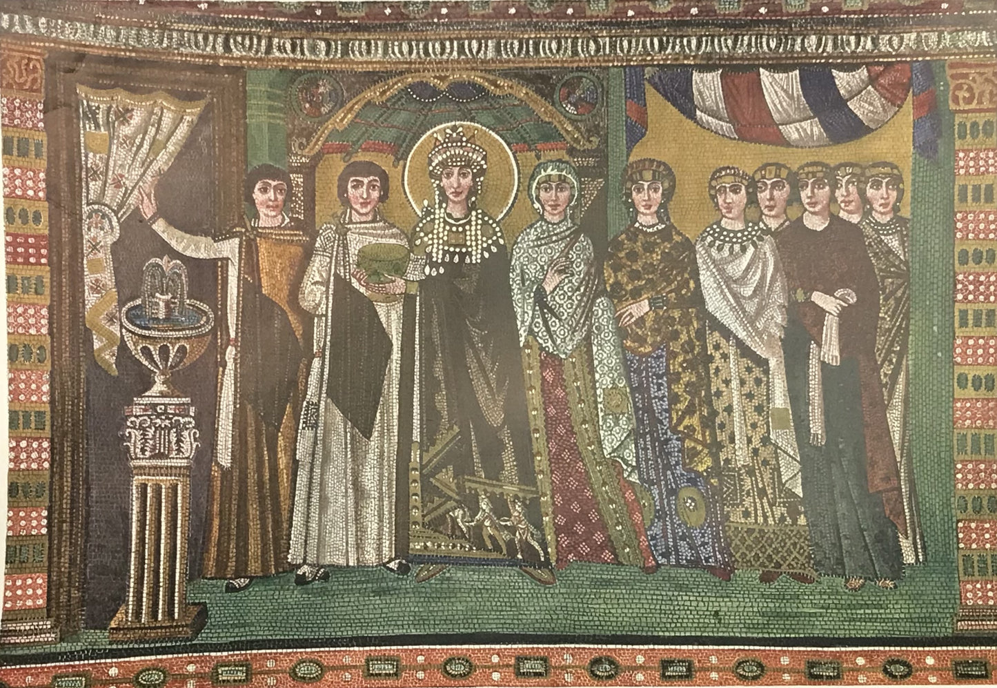 Vintage Print of "Kaiserin Theodora und Ihre Gefolge" - Byzantine Mosaic Reproduction