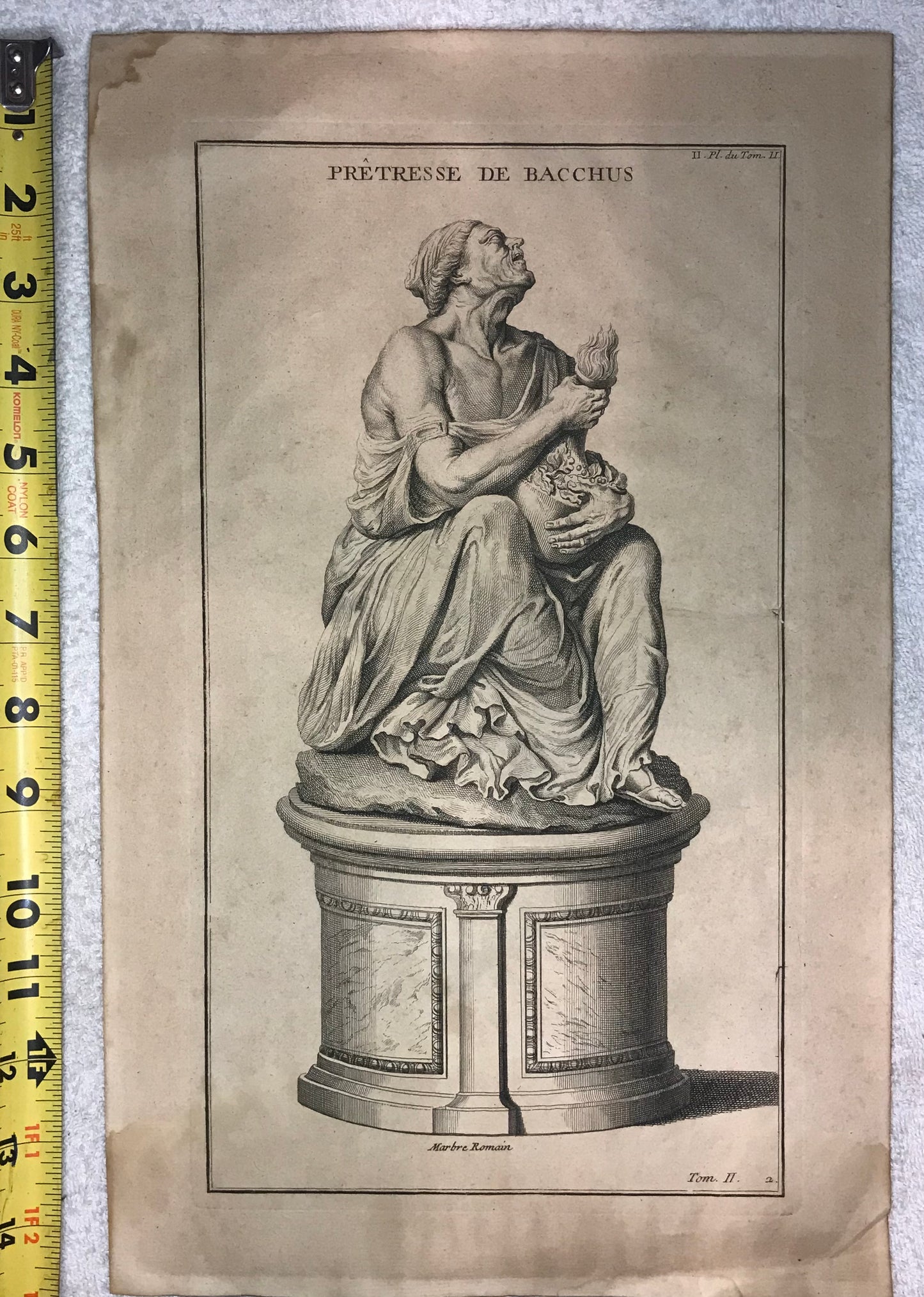 Antique Engraving of "Prêtresse de Bacchus" - Roman Marble Sculpture