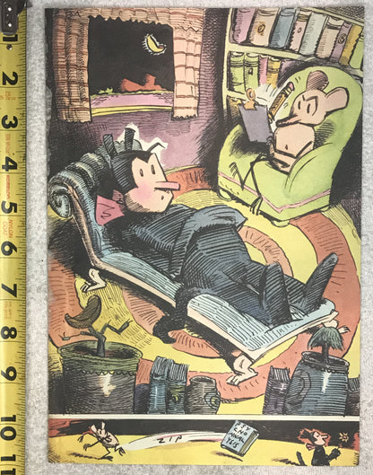 Quirky Comic Illustration - Mouse Therapist and Vampire on Couch