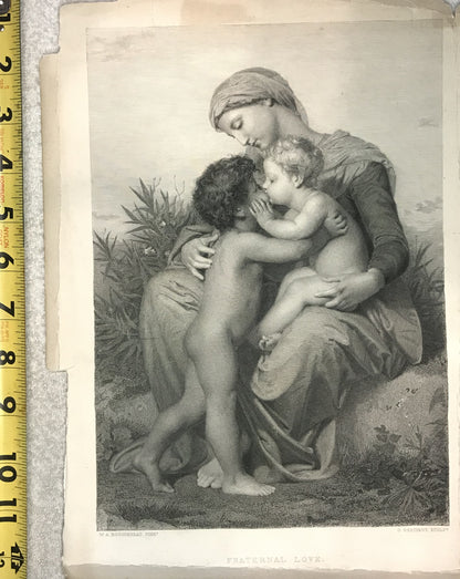 Vintage Engraving Print - "Fraternal Love" by William-Adolphe Bouguereau