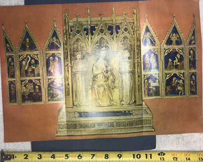 Vintage Print of 14th Century French Shrine - Virgin and Child with Saints and Angels