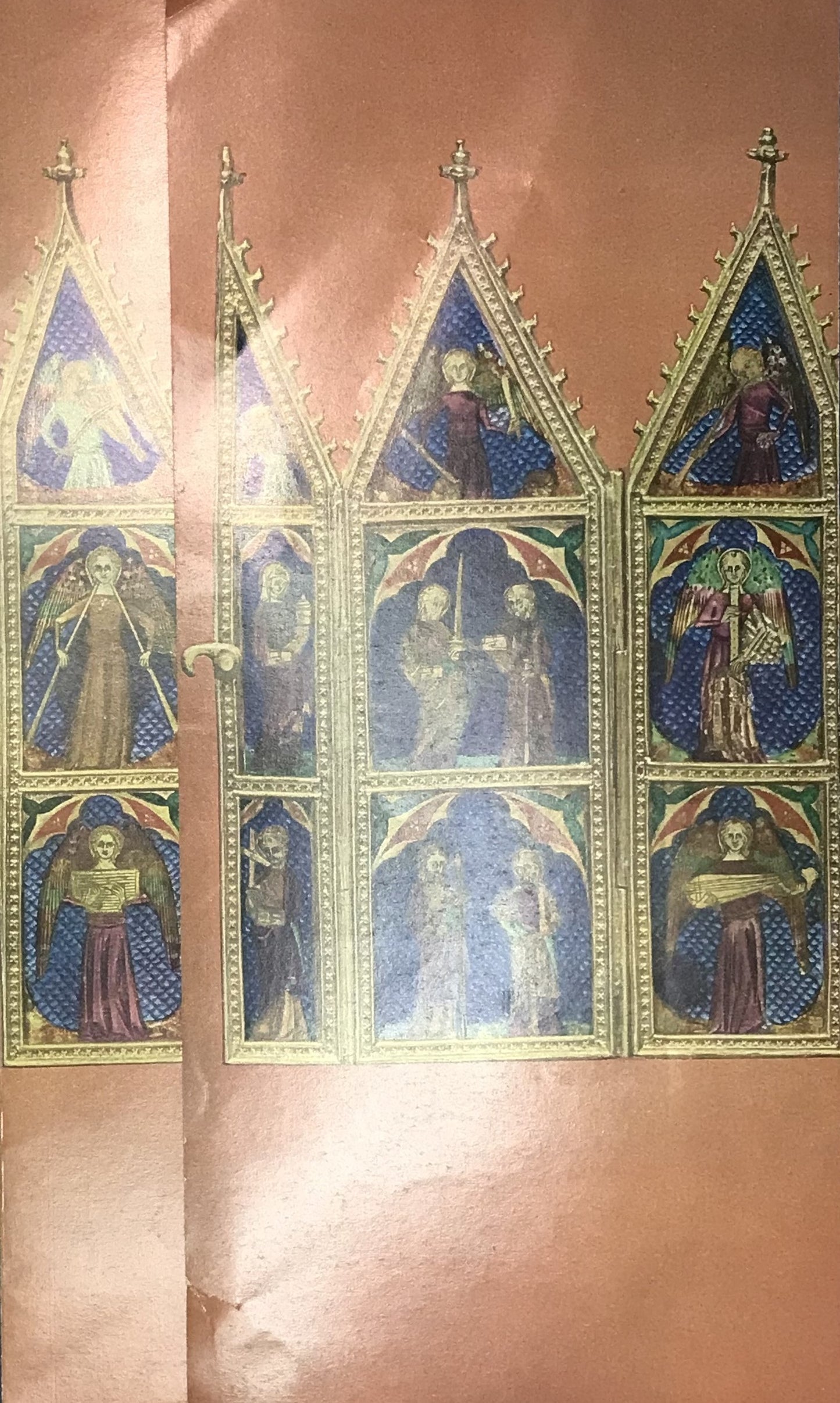 Vintage Print of 14th Century French Shrine - Virgin and Child with Saints and Angels