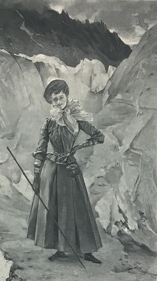 Vintage Mountain Climber Portrait by L. Doucet - 19th Century Print