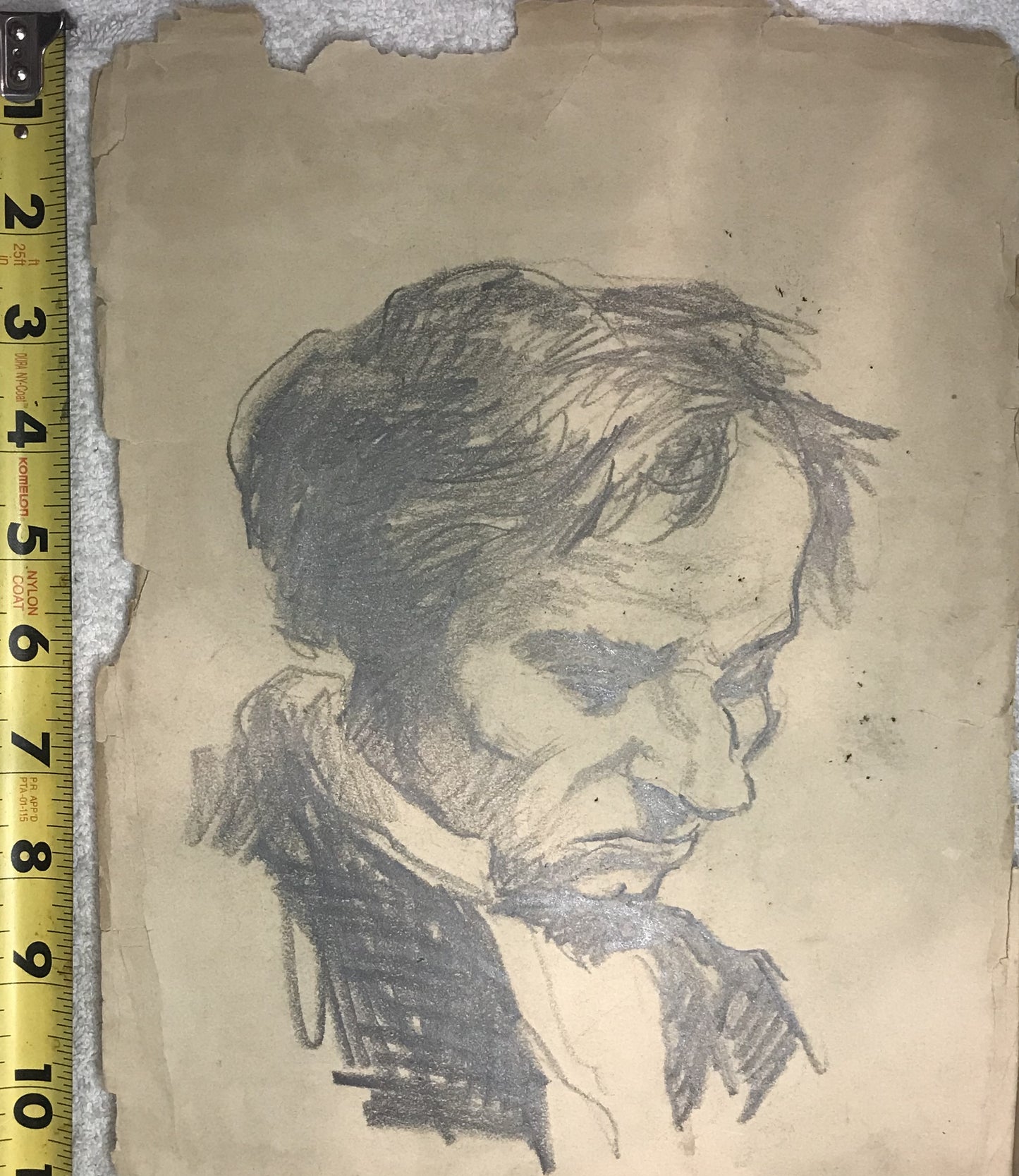 Vintage Charcoal Drawing of a Pensive Man