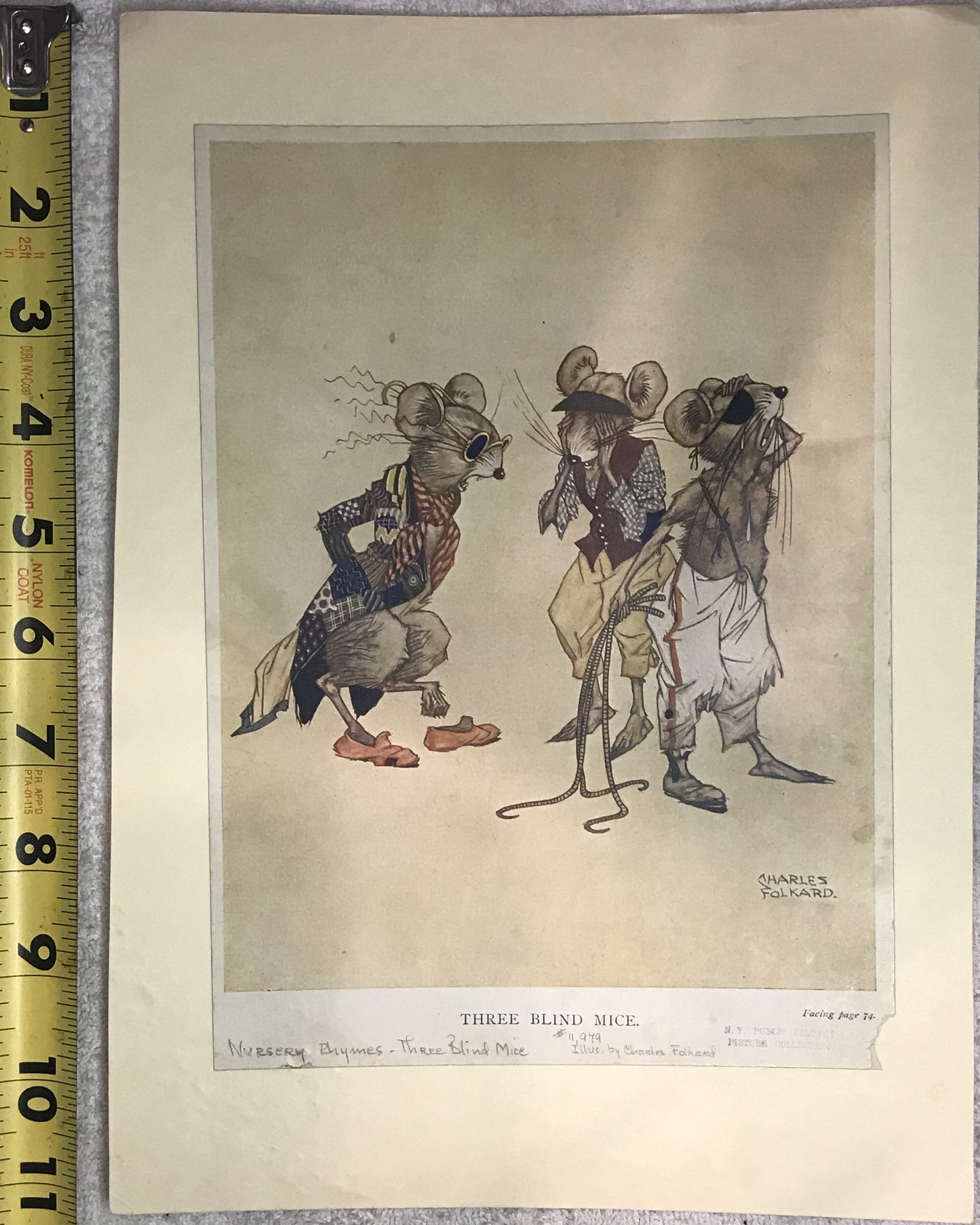 Three Blind Mice - Nursery Rhyme Illustration by Charles Folkard