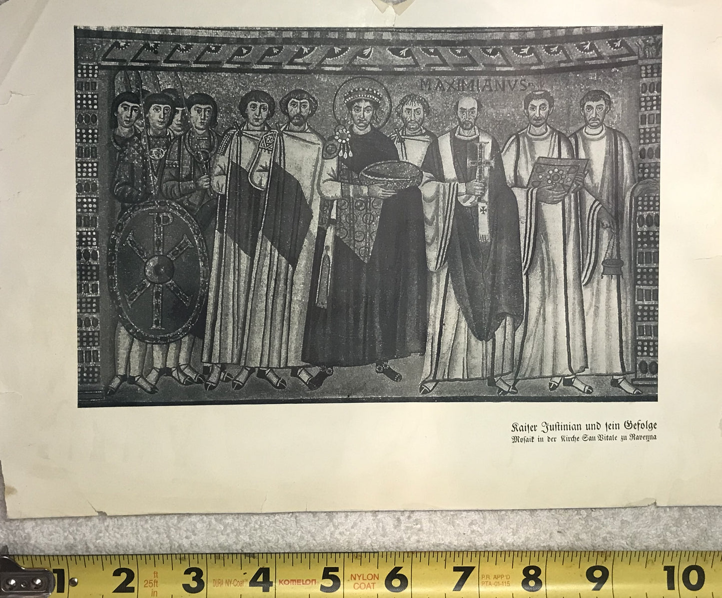 Mosaic of Emperor Justinian I and His Entourage - Vintage Print