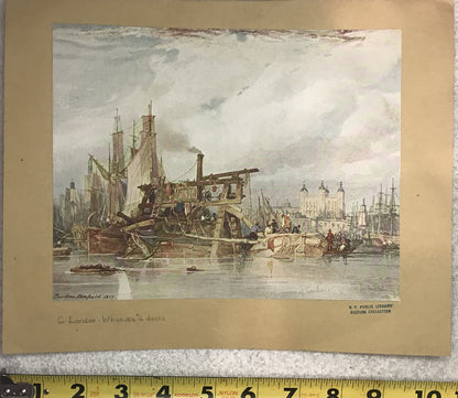 Antique Print of London Wharves &amp; Docks by Herbert Menzies Marshall (1887) – Ex-NYPL Collection