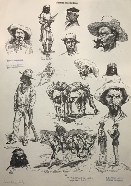 Western Illustrations - Vintage Cowboy and Frontier Life Sketches