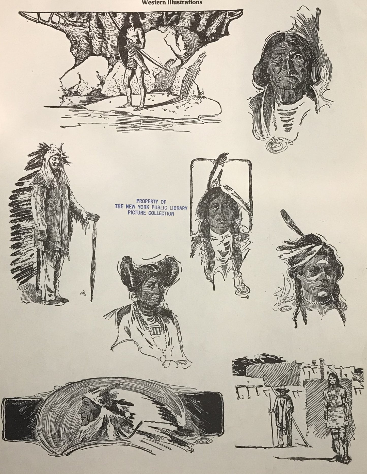 Western Illustrations - Native American Sketches from NYPL Picture Collection