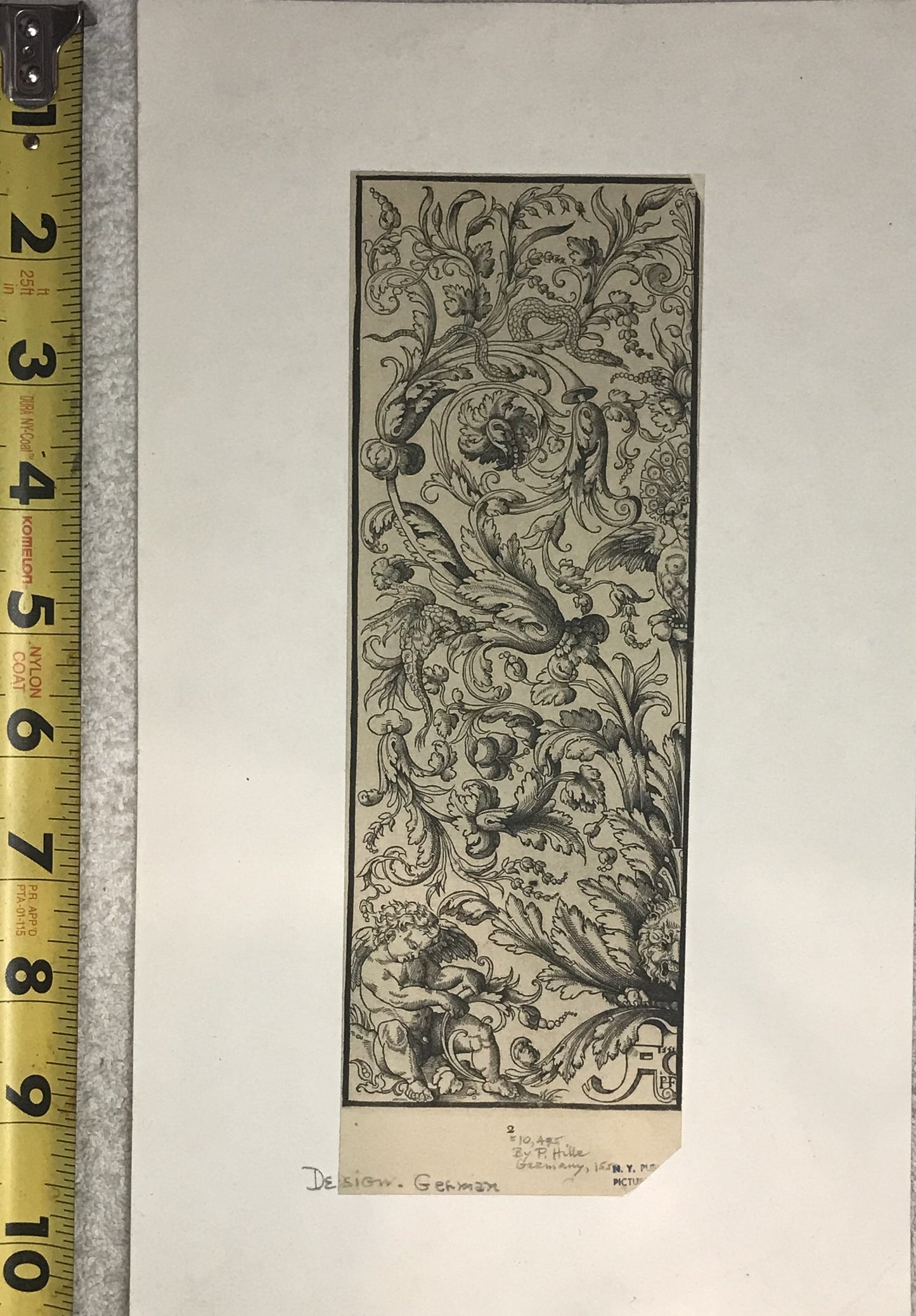 Ornate German Design - Classical Floral Engraving - German Engraving by P. Hille - "Design Motif" Numbered 10/495